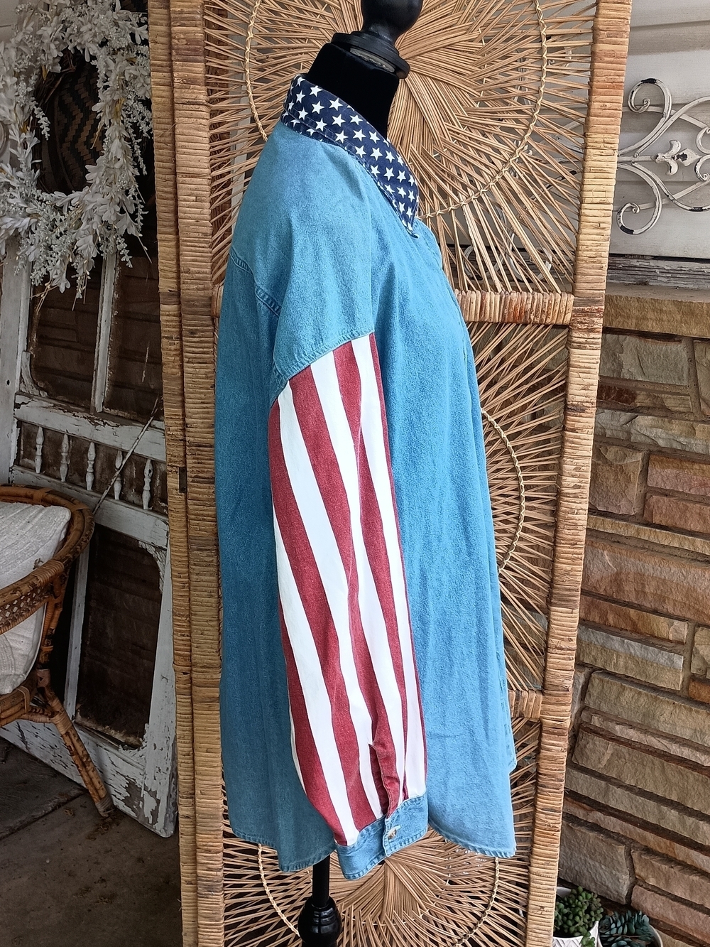 Vintage Quizz New York Texas Flag Button-Up_22 - Picture 4 of 6